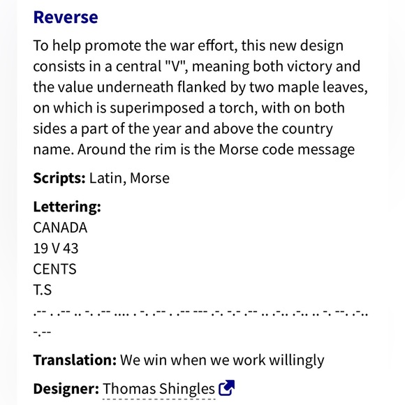 🎈$10 add on - 1943 Tombac CANADA 5 CENTS Victory Coin - George VI - Picture 5 of 6
